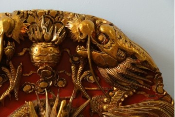ヴィンテージ家具　超激レア!!　中国美術　皇帝・王座デザイン　黄金に輝く龍の彫刻が高貴なチェア　(R-059286)