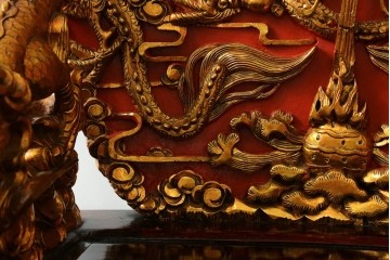 ヴィンテージ家具　超激レア!!　中国美術　皇帝・王座デザイン　黄金に輝く龍の彫刻が高貴なチェア　(R-059286)
