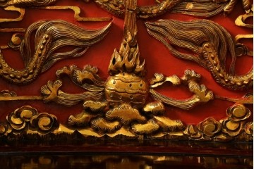 ヴィンテージ家具　超激レア!!　中国美術　皇帝・王座デザイン　黄金に輝く龍の彫刻が高貴なチェア　(R-059286)