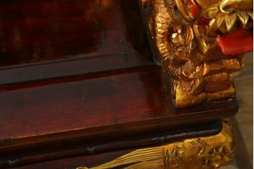 ヴィンテージ家具　超激レア!!　中国美術　皇帝・王座デザイン　黄金に輝く龍の彫刻が高貴なチェア　(R-059286)