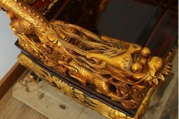 ヴィンテージ家具　超激レア!!　中国美術　皇帝・王座デザイン　黄金に輝く龍の彫刻が高貴なチェア　(R-059286)