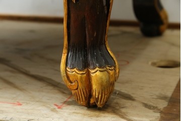 ヴィンテージ家具　超激レア!!　中国美術　皇帝・王座デザイン　黄金に輝く龍の彫刻が高貴なチェア　(R-059286)