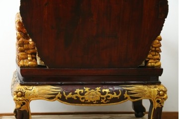 ヴィンテージ家具　超激レア!!　中国美術　皇帝・王座デザイン　黄金に輝く龍の彫刻が高貴なチェア　(R-059286)