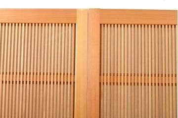 ビンテージ建具　超美品　美しい桟が魅力的な裏障子付き格子戸4枚セット(帯ガラス戸、引き戸、障子戸、建具、ヴィンテージ)(R-059287)