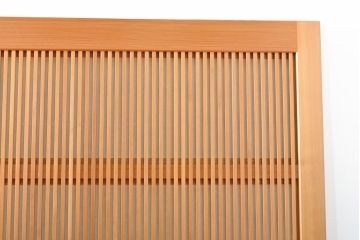 ビンテージ建具　超美品　美しい桟が魅力的な裏障子付き格子戸4枚セット(帯ガラス戸、引き戸、障子戸、建具、ヴィンテージ)(R-059287)