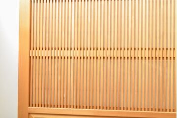 ビンテージ建具　超美品　美しい桟が魅力的な裏障子付き格子戸4枚セット(帯ガラス戸、引き戸、障子戸、建具、ヴィンテージ)(R-059287)