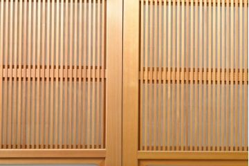 ビンテージ建具　超美品　美しい桟が魅力的な裏障子付き格子戸4枚セット(帯ガラス戸、引き戸、障子戸、建具、ヴィンテージ)(R-059287)