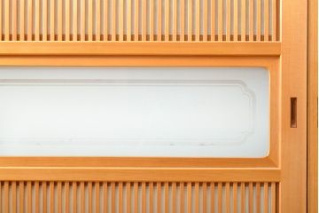 ビンテージ建具　超美品　美しい桟が魅力的な裏障子付き格子戸4枚セット(帯ガラス戸、引き戸、障子戸、建具、ヴィンテージ)(R-059287)