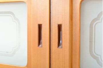 ビンテージ建具　超美品　美しい桟が魅力的な裏障子付き格子戸4枚セット(帯ガラス戸、引き戸、障子戸、建具、ヴィンテージ)(R-059287)