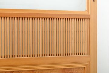 ビンテージ建具　超美品　美しい桟が魅力的な裏障子付き格子戸4枚セット(帯ガラス戸、引き戸、障子戸、建具、ヴィンテージ)(R-059287)
