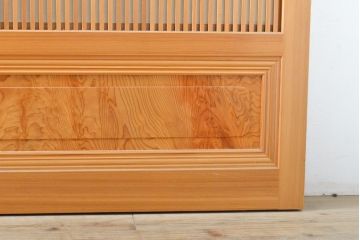 ビンテージ建具　超美品　美しい桟が魅力的な裏障子付き格子戸4枚セット(帯ガラス戸、引き戸、障子戸、建具、ヴィンテージ)(R-059287)