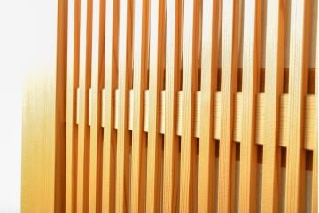 ビンテージ建具　超美品　美しい桟が魅力的な裏障子付き格子戸4枚セット(帯ガラス戸、引き戸、障子戸、建具、ヴィンテージ)(R-059287)