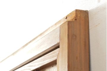 アンティーク建具　昭和初期　高級品!　幅狭タイプ　和の雰囲気を高める裏障子付き格子戸4枚セット(帯ガラス戸、引き戸、障子戸、建具)(R-059288)