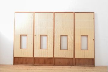 アンティーク建具　和の雰囲気を演出する縦額入り障子戸4枚セット(引き戸、建具)(R-059289)