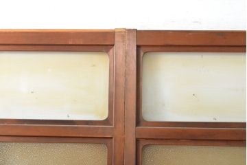 アンティーク建具　昭和初期　ゆらゆらガラスとダイヤガラス入りのレトロなガラス戸2枚セット(引き戸、建具)(R-059290)