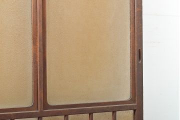 アンティーク建具　昭和初期　ゆらゆらガラスとダイヤガラス入りのレトロなガラス戸2枚セット(引き戸、建具)(R-059290)
