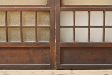 アンティーク建具　昭和初期　ゆらゆらガラスとダイヤガラス入りのレトロなガラス戸2枚セット(引き戸、建具)(R-059290)