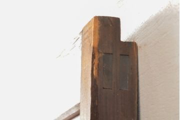 アンティーク建具　昭和初期　ゆらゆらガラスとダイヤガラス入りのレトロなガラス戸2枚セット(引き戸、建具)(R-059290)