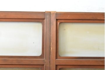 アンティーク建具　昭和初期　ゆらゆらガラスとダイヤガラス入りのレトロなガラス戸2枚セット(引き戸、建具)(R-059290)