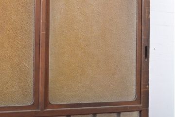 アンティーク建具　昭和初期　ゆらゆらガラスとダイヤガラス入りのレトロなガラス戸2枚セット(引き戸、建具)(R-059290)