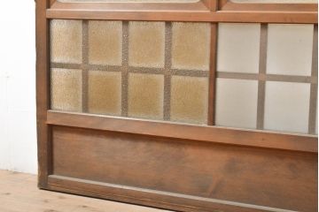 アンティーク建具　昭和初期　ゆらゆらガラスとダイヤガラス入りのレトロなガラス戸2枚セット(引き戸、建具)(R-059290)