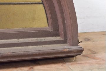 アンティーク建具　大正ロマンの雰囲気あふれるステンドグラス窓+窓枠セット1枚(FIX、はめ殺し、ガラス窓)(R-059307)