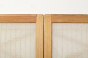 中古　美品　最高級　シンメトリーなデザインが目を引く組子入りガラス帯戸2枚セット(帯戸、引き戸、ガラス戸、建具)(R-059308)