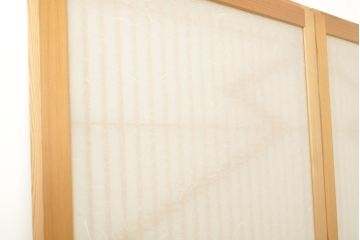 中古　美品　最高級　シンメトリーなデザインが目を引く組子入りガラス帯戸2枚セット(帯戸、引き戸、ガラス戸、建具)(R-059308)