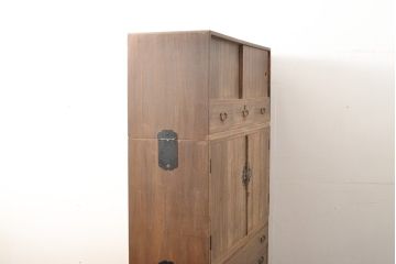 和製ビンテージ　前面桐材　収納力たっぷりの桐箪笥(桐たんす、着物箪笥、衣装箪笥、引き出しヴィンテージ)(R-059309)