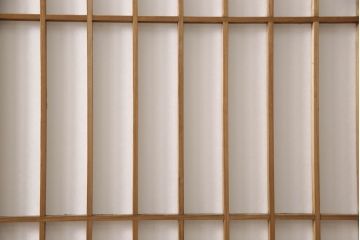 アンティーク建具　黒い框がモダンな印象を高める障子戸4枚セット(引き戸、建具)(R-059310)
