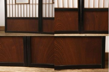 アンティーク建具　黒い框がモダンな印象を高める障子戸4枚セット(引き戸、建具)(R-059310)