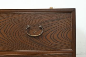 和製アンティーク　大正昭和初期　前面欅材(ケヤキ材)　上手物!!銅製の金具と横桟が魅力的な造りの良いローボード(テレビ台、テレビボード、リビングボード、ローチェスト、引き出し)(R-059314)