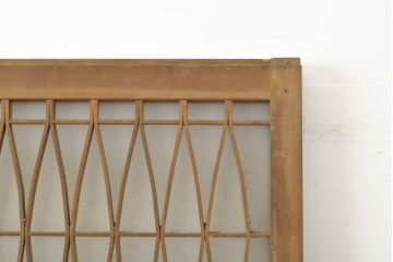 アンティーク建具　昭和初期　お洒落な格子が目を引くすりガラス入りガラス戸2枚セット(引き戸、建具)(R-059316)