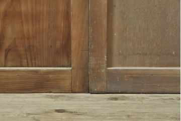アンティーク建具　昭和初期　お洒落な格子が目を引くすりガラス入りガラス戸2枚セット(引き戸、建具)(R-059316)