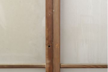 アンティーク建具　昭和初期　お洒落な格子が目を引くすりガラス入りガラス戸2枚セット(引き戸、建具)(R-059316)