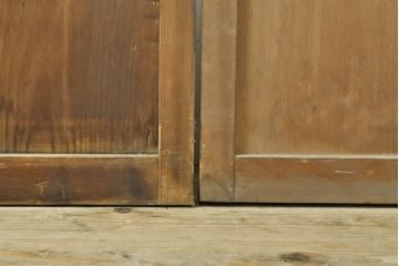 アンティーク建具　昭和初期　お洒落な格子が目を引くすりガラス入りガラス戸2枚セット(引き戸、建具)(R-059318)