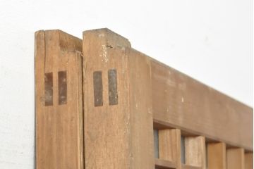 アンティーク建具　昭和初期　お洒落な格子が目を引くすりガラス入りガラス戸2枚セット(引き戸、建具)(R-059318)