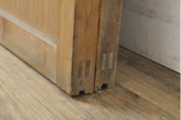 アンティーク建具　昭和初期　お洒落な格子が目を引くすりガラス入りガラス戸2枚セット(引き戸、建具)(R-059318)