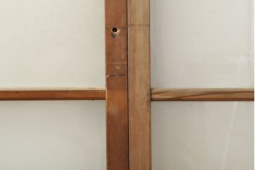 アンティーク建具　昭和初期　お洒落な格子が目を引くすりガラス入りガラス戸2枚セット(引き戸、建具)(R-059318)