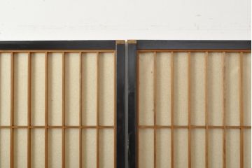 アンティーク建具　黒い框がモダンな印象を高める障子戸4枚セット(引き戸、建具)(R-059319)