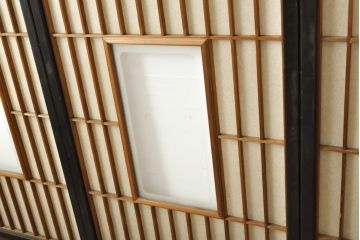 アンティーク建具　黒い框がモダンな印象を高める障子戸4枚セット(引き戸、建具)(R-059319)