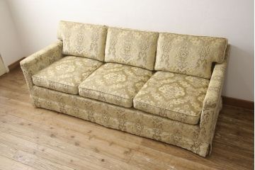 中古　美品　DREXEL HERITAGE(ドレクセルヘリテイジ)　クッション付き　上品な空間を演出する3人掛けソファ(三人掛けソファ、3P)(R-059320)