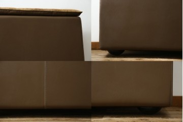 中古　イタリア家具　総本革(ボルボネーゼ)　rossi di albizzate(ロッシディアルビザーテ)　高級感と洗練されたデザインが魅力のベッドフレーム(クイーンサイズ)　定価約152万円相当　(R-059350)