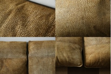 中古　イタリア家具　総本革(ボルボネーゼ)　rossi di albizzate(ロッシディアルビザーテ)　高級感と洗練されたデザインが魅力のベッドフレーム(クイーンサイズ)　定価約152万円相当　(R-059350)