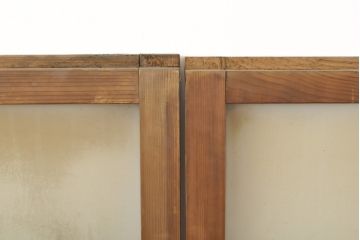 アンティーク建具　レトロなお部屋の雰囲気づくりに!すりガラス入りガラス窓2枚セット(R-059351)