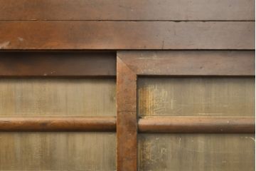 和製アンティーク　昭和初期　横桟引き戸が魅力!レトロな佇まいの三尺水屋箪笥サイドキャビネット(食器棚、収納棚、戸棚、サイドボード)(R-059355)