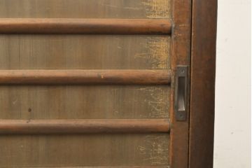 和製アンティーク　昭和初期　横桟引き戸が魅力!レトロな佇まいの三尺水屋箪笥サイドキャビネット(食器棚、収納棚、戸棚、サイドボード)(R-059355)