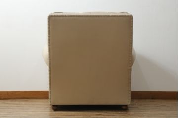 希少!!　中古　Poltrona Frau(ポルトローナフラウ)　EDOARDO(エドアル)　優雅なひと時を過ごせる総本革1人掛けソファ(レザーソファ、1P、一人掛け)(定価約88万円)(R-059359)