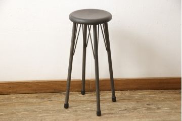 ラフジュ工房オリジナル　異素材の組み合わせがかっこいい雰囲気を醸し出すハイスツール(椅子、イス、板座チェア)(R-059366)