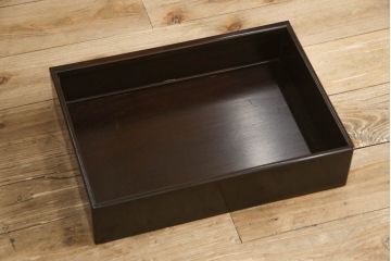 中古　伝統工芸品　大阪唐木指物　中澤唐木　好斎作　紫檀(シタン)材　漆塗り　品のある佇まいが魅力の飾り棚(茶棚、違い棚、戸棚、収納棚)(定価約100万円)(R-059373)